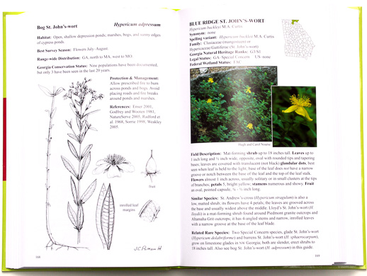 page from Field Guide to the Rare Plants of Georgia by Linda Chafin